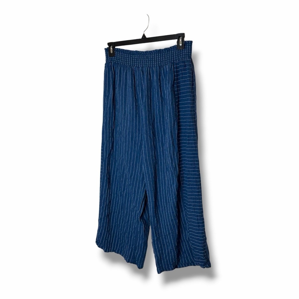Joie Blue White Striped Wide Leg Cropped Hi-rise Flowy Casual Pants Size 1X